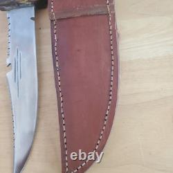 Handmade Deer Antler With Wolf Head Hunting/Skinning Knife 7 WithDeer Hide Sheath