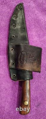 Handmade Fixed Blade Knife by Haywood Cosby, U. S. A. Crossdraw Leather Sheath