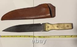 Handmade Full Tang Hunting Camp Knife Brass Handle with Leather Sheath Custom