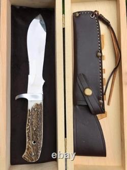 Handmade Knife German Style Fixed Blade Stag Handle Leather Sheath with Box gift Handmade Knife German Style Fixed Blade Stag Handle Leather Sheath with Box gift