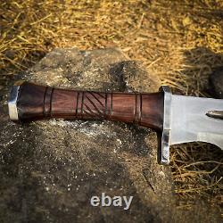 Handmade Ready to Use Bowie Knife with Leather Sheath-13 Inch 5160 Carbon Steel