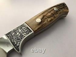 Hanwei Rock Creek Fixed Blade Hunting Knife Stag Handle Engraved