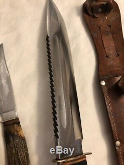 Hirschkrone Solingen Rostfrei Double knife set withsheath. Read listing