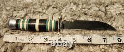 Hubertus Hunter Fixed Blade Knife with Leather Sheath Belt Loops Rare Collect