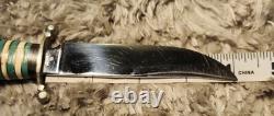 Hubertus Hunter Fixed Blade Knife with Leather Sheath Belt Loops Rare Collect