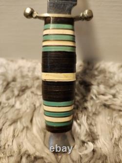 Hubertus Hunter Fixed Blade Knife with Leather Sheath Belt Loops Rare Collect