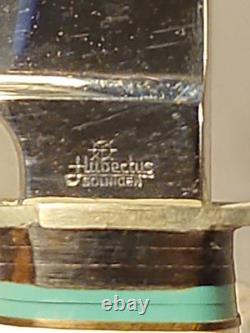 Hubertus Hunter Fixed Blade Knife with Leather Sheath Belt Loops Rare Collect