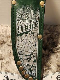 Hubertus Hunter Fixed Blade Knife with Leather Sheath Belt Loops Rare Collect