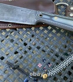 Huge LT Wright Handcrafted 12 Blade Machete Knife, 1075 Carbon Micarta