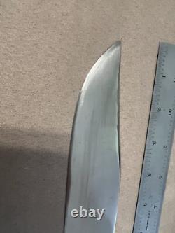 Huge Vintage 1985 Handmade Stag Wolf of Austin Texas Bowie Machete Knife Nice