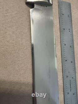 Huge Vintage 1985 Handmade Stag Wolf of Austin Texas Bowie Machete Knife Nice