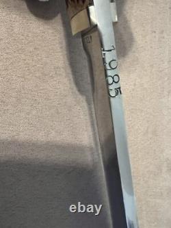 Huge Vintage 1985 Handmade Stag Wolf of Austin Texas Bowie Machete Knife Nice