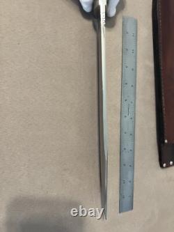 Huge Vintage 1985 Handmade Stag Wolf of Austin Texas Bowie Machete Knife Nice