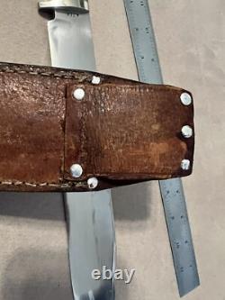 Huge Vintage 1985 Handmade Stag Wolf of Austin Texas Bowie Machete Knife Nice