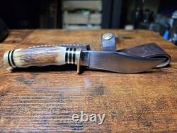 Hunter Fixed Blade Knife With Stag Handle. Custom Blade By Daniel Tokar