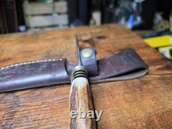 Hunter Fixed Blade Knife With Stag Handle. Custom Blade By Daniel Tovar