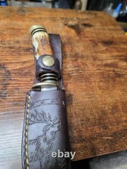 Hunter Fixed Blade Knife With Stag Handle. Custom Blade By Daniel Tovar