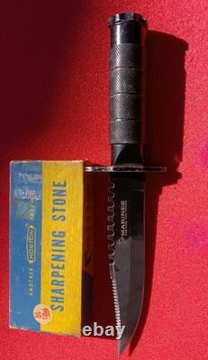 Hunting Fixed Blade Knife Lot (6) KABAR BUCK CAMILUS USMC SW + Crystonlon Stone