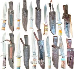 IMPACT CUTLERY WHOLESALE LOT of 10 LARGE FIXED BLADE KNIVES All With CRACK Handles