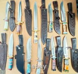 IMPACT CUTLERY WHOLESALE LOT of 10 LARGE FIXED BLADE KNIVES All With CRACK Handles