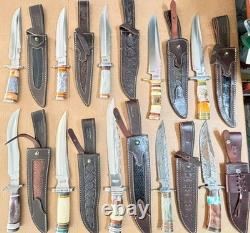 IMPACT CUTLERY WHOLESALE LOT of 10 LARGE FIXED BLADE KNIVES All With CRACK Handles