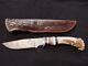 Incredible Jennings custom made hunting knife. Crown Stag. Raindrop Damascus