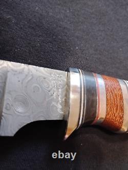 Incredible Jennings custom made hunting knife. Crown Stag. Raindrop Damascus