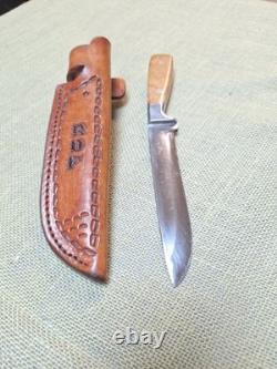 J PEMBERTON custom Forged Hunting Knife 6 Blade, Maple Handle With Sheath USA