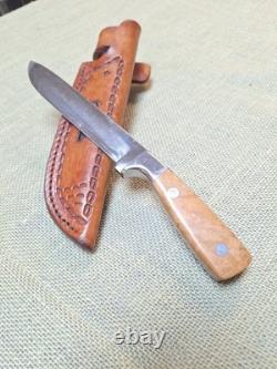 J PEMBERTON custom Forged Hunting Knife 6 Blade, Maple Handle With Sheath USA