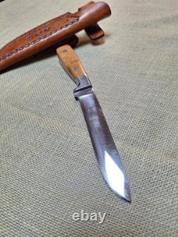 J PEMBERTON custom Forged Hunting Knife 6 Blade, Maple Handle With Sheath USA