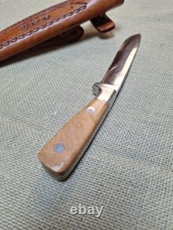 J PEMBERTON custom Forged Hunting Knife 6 Blade, Maple Handle With Sheath USA