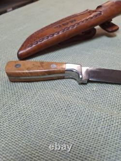 J PEMBERTON custom Forged Hunting Knife 6 Blade, Maple Handle With Sheath USA