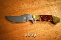 Jerry Kohls Custom FINGER GRIP SKINNER Fixed Blade Knife SS Sheath USA MADE