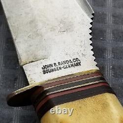 John B. Rand & Co Stag Bowie Knife With Sheath Solingen Germany 5120 5 Vintage