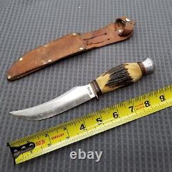 John B. Rand & Co Stag Bowie Knife With Sheath Solingen Germany 5120 5 Vintage
