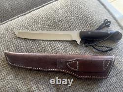 John Wagaman Custom Knife with Custom Leather Case Made In USA 7 Inch Blade