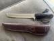 John Wagaman Custom Knife with Custom Leather Case Made In USA 7 Inch Blade