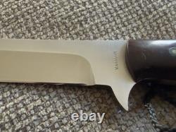 John Wagaman Custom Knife with Custom Leather Case Made In USA 7 Inch Blade