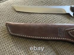 John Wagaman Custom Knife with Custom Leather Case Made In USA 7 Inch Blade