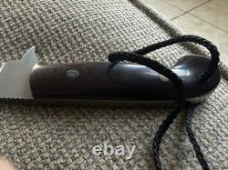 John Wagaman Custom Knife with Custom Leather Case Made In USA 7 Inch Blade