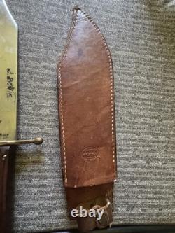 KA-BAR Bowie Knife Wood Handle Steel Clip Point Full Tang Plain Edge with Sheath
