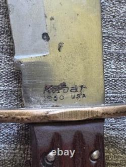 KA-BAR Bowie Knife Wood Handle Steel Clip Point Full Tang Plain Edge with Sheath