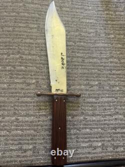 KA-BAR Bowie Knife Wood Handle Steel Clip Point Full Tang Plain Edge with Sheath