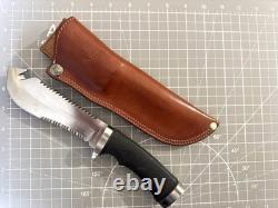 KATZ Knives AZ K-55 Hunters Tool Black Kraton Handle Fixed Knife -Leather Sheath