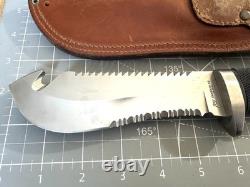 KATZ Knives AZ K-55 Hunters Tool Black Kraton Handle Fixed Knife -Leather Sheath
