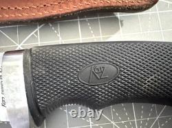 KATZ Knives AZ K-55 Hunters Tool Black Kraton Handle Fixed Knife -Leather Sheath