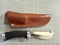 KATZ Knives AZ K-55 Hunters Tool Black Kraton Handle Fixed Knife -Leather Sheath