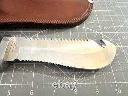 KATZ Knives AZ K-55 Hunters Tool Black Kraton Handle Fixed Knife -Leather Sheath