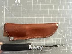 KATZ Knives AZ K-55 Hunters Tool Black Kraton Handle Fixed Knife -Leather Sheath