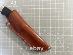 KATZ Knives AZ K-55 Hunters Tool Black Kraton Handle Fixed Knife -Leather Sheath